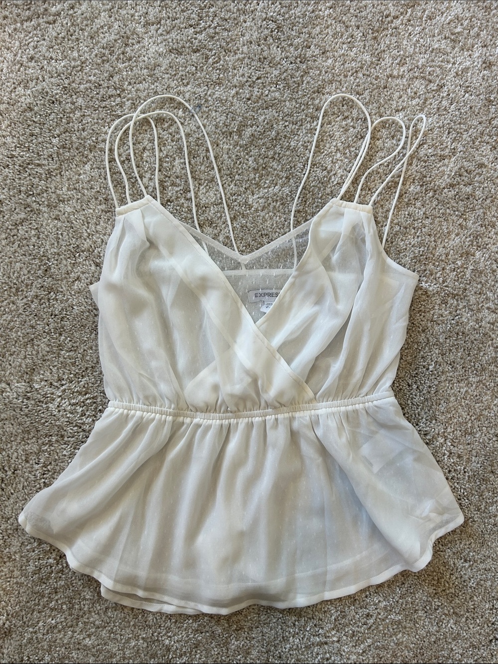 Express Ivory Double-Strap Surplice Peplum Cami